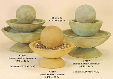 Round Combo Outdoor Cast Stone Garden Fountain Fountain Tuscan